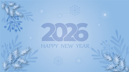 Design for celebrating the Happy New Year 2026. background on lite blue color , calendar, invitation. winter pattern ,snowflake ,Vector illustration. greeting card.