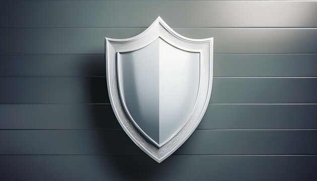 a minimalist white shield on a reflective surface with a geometric background security and protection concept a simple and clean symbol for safety reliability and corporate insurance