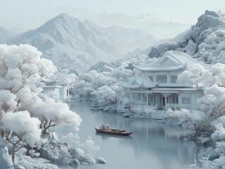 japanese temple in the snow