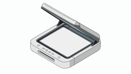 Flatbed Scanner Open Lid Design Illustration for Document Digitization and Archiving with Modern Home or Office Technology