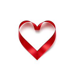 delicate red ribbon forming a perfect heart shape, graceful curves.