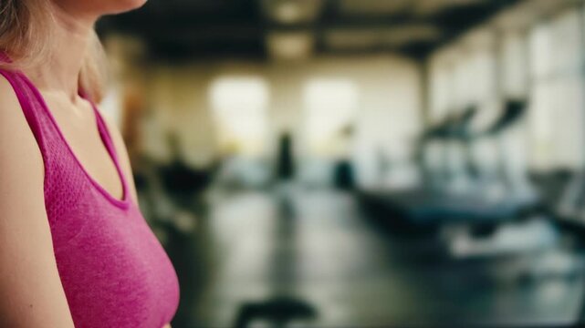 Smart watch using in gym, Close up of woman hands im gym checking incoming notification on smart watch. Incoming text message received on app smartwatch. Social media networking technology concept.