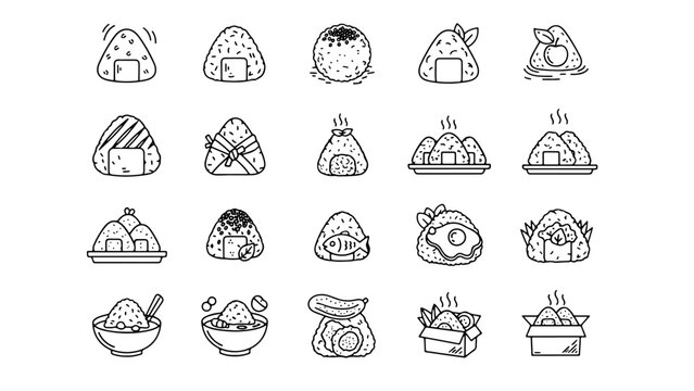 Rice Ball Variations Icon Set