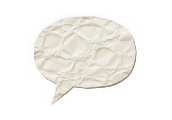 Crushed paper speech bubble isolated on transparent background