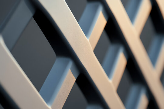 Captured in detail is an intricately crafted trellis, revealing a delicate dance of light and shadow, the interwoven structure adds depth and visual intrigue to the composition.