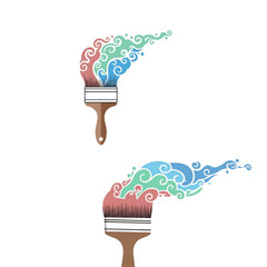 Creative paintbrushes unleashing vibrant swirls of color, perfect for art projects, design inspiration, and adding a splash of creativity to your visuals