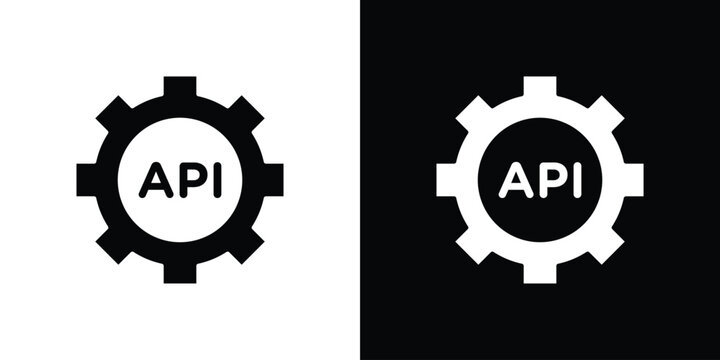 API icon line art editable stroke and solid collection for app design