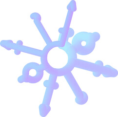 Fototapeta premium A 3D fluid blue-purple shape resembling a snowflake or a fantasy flower with symbols of male (arrows) and female (circle) genders against the hologram silver-blue-purple gradient; vector illustration