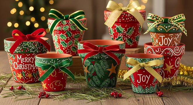 Christmas flower pots festive holiday decor merry christmas joy gift ideas for celebrations party 100