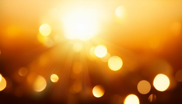 Bright Golden Lens Flare And Sunburst Effect Creating Soft Glowing Orbs On An Amber Background