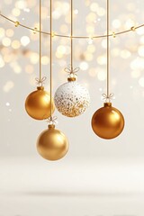 Elegant Gold and White Christmas Ornaments