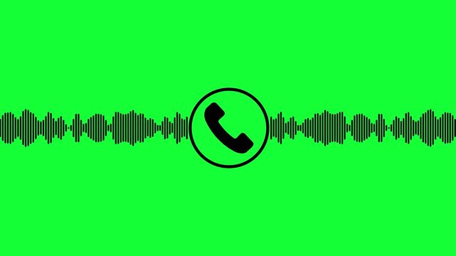 Minimalist Phone Icon with Sound wave Animation, Phone with Animated Calling Waves , Phone Calling with Audio Sound Wave Animation on a green Background , with 4k video animation.