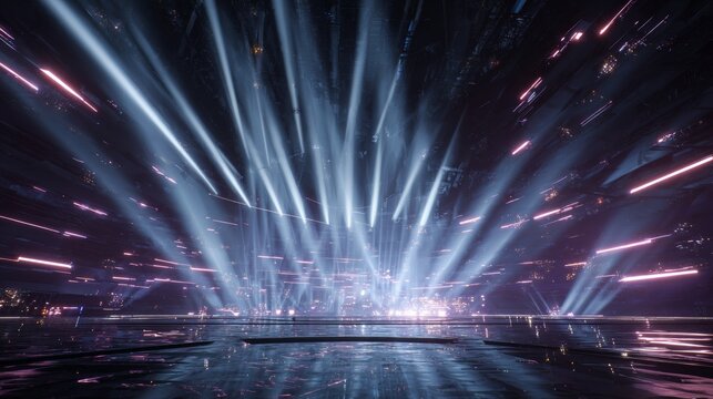 Expansive metaverse arena featuring soundwave visuals and cinematic immersion experience