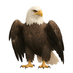 Obraz premium Majestic Bald Eagle Illustration Standing Proudly with Detailed Plumage, Symbol of American Freedom