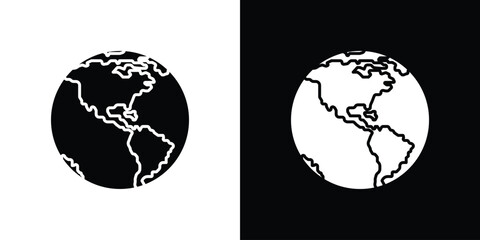 Obraz premium Earth icon line art editable stroke and solid collection for app design
