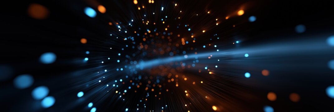 Dynamic blue orange light burst abstract motion art