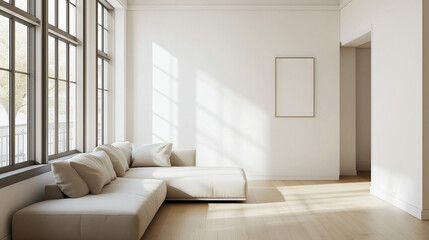 Compact Boneless Couch in Small Minimalist Studio Apartment