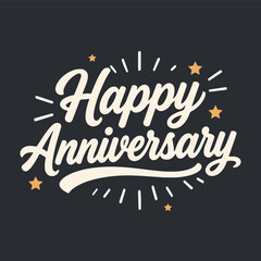 Anniversary happy typography, vector art illustration.