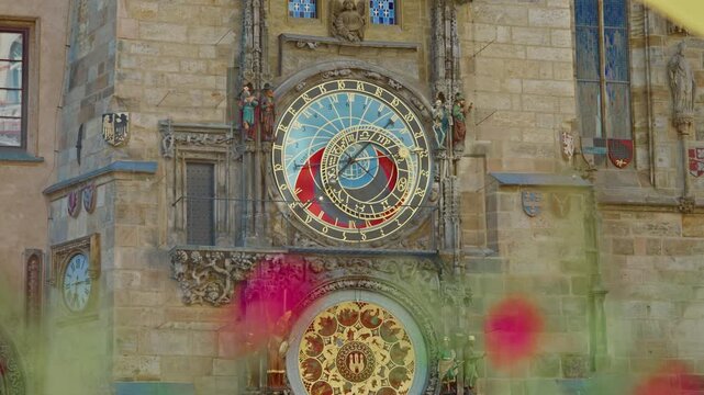 Prague Astronomical Clock, medieval astronomical clock, on the wall of old town city hall in the old town square, Prague, Czech Republic