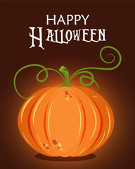 Halloween pumpkin poster, vector illustration