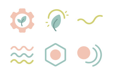 Minimalist eco icons set with pastel colors and nature motifs