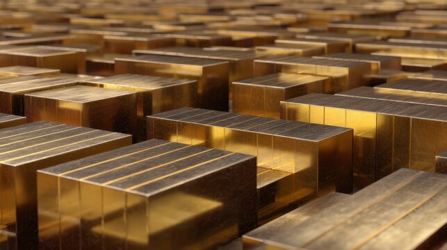golden metallic blocks abstract pattern