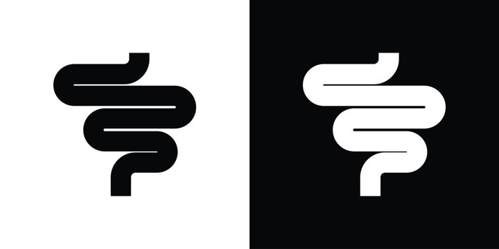 Intestines icon line art editable stroke and solid collection for app design