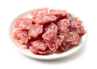 plate of sliced dry spanish sausage