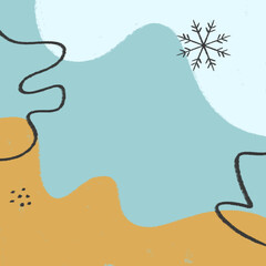 Winter wallpaper design 1 to 1 ratio presentation design with snowflake, teal, light blue and gold backgorund 