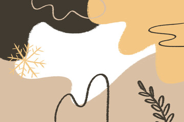 Christmas, Winter design background for presentations, gold, beige, white snowflake designs 