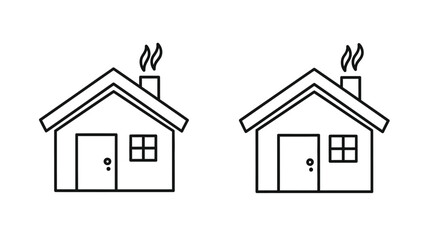 Simple illustration of two houses with smoking chimneys in a minimal style