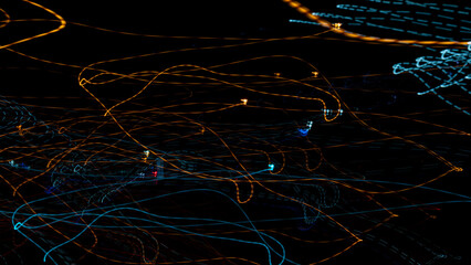 Abstract background, colored lines on black background