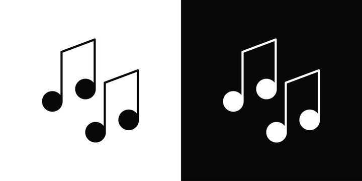 Music note icon line art editable stroke and solid collection for app design