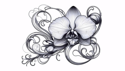  Orchid Art Nouveau Style