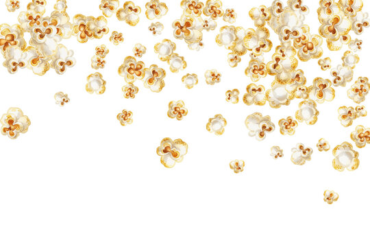 Tasty popcorn vector illustration looks delicious and inviting. Useful in carnival or circus-themed graphics. Each popcorn piece exhibits a textured surface.