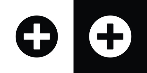 Fototapeta premium Plus icon line art editable stroke and solid collection for app design