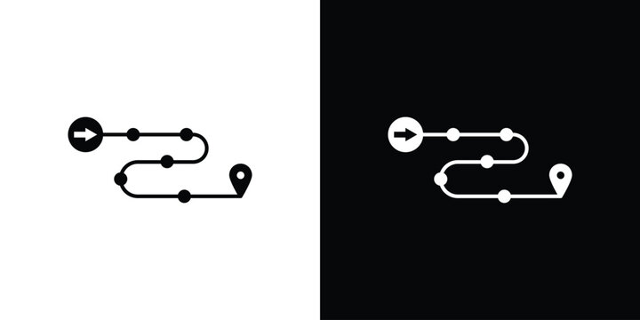 Roadmap icon line art editable stroke and solid collection for app design