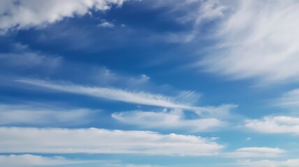 Obraz premium Vibrant Blue Sky With Streaks Of White Cirrus Clouds stock image