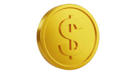Golden Dollar Coin 3D Render Financial Investment Concept