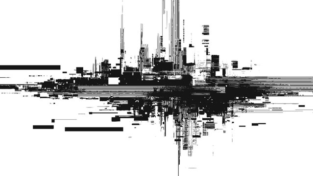 black and white cityscape panorama abstract urban skyline silhouette modern architectural skyline illustration