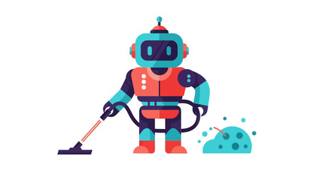 Fototapeta premium A Robotic Cleaner at Work: Conceptual Illustration of Advanced Technology Cleaning
