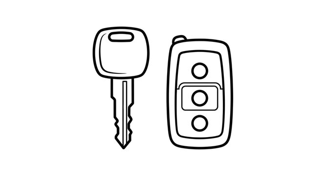 Simple sketch illustration of a car key and remote control fob