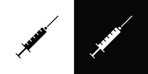 Syringe icon line art editable stroke and solid collection for app design © Franklin