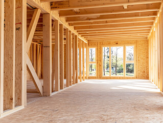 A wooden construction frame is a sight of diligent work. Standing as a beacon for future growth, it's the very essence of building dreams from the ground up.