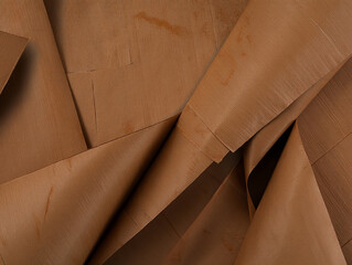 Textured brown paper abstract background with folds