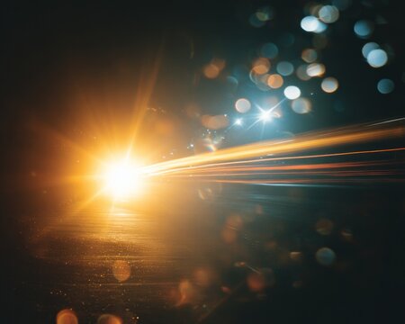 Bokeh overlay black background abstract glowing lights defocused particles artistic - Powered by Adobe