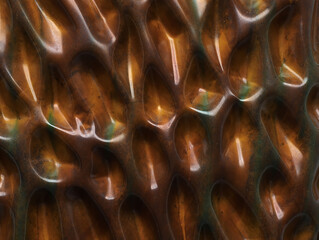 Textured Brown Surface with Iridescent Highlights abstract