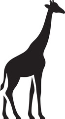 Standing giraffe silhouette black animal wildlife, Safari giraffe vector illustration for nature design