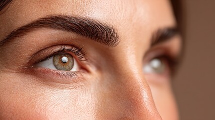 Fototapeta premium Woman portrait close-up eyebrows styled beauty makeup cosmetics professional detail