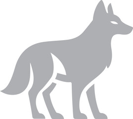 Grey wolf silhouette on white background canine animal, Wild wolf vector graphic black and white design